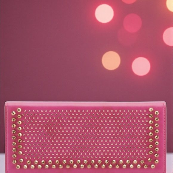 MCM Fuchsia Large Leather Wallet with Studded Gold Accents. All Inclusion! - Picture 3 of 11